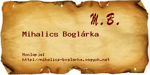 Mihalics Boglárka névjegykártya