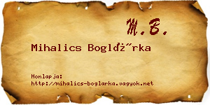 Mihalics Boglárka névjegykártya